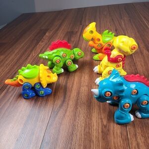 Playgo Build A Dino Stegosaurus, Triceratops, T-Rex. 5 Dinosaurs Total